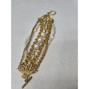 P&K Faux Pearl & Gold Bracelet